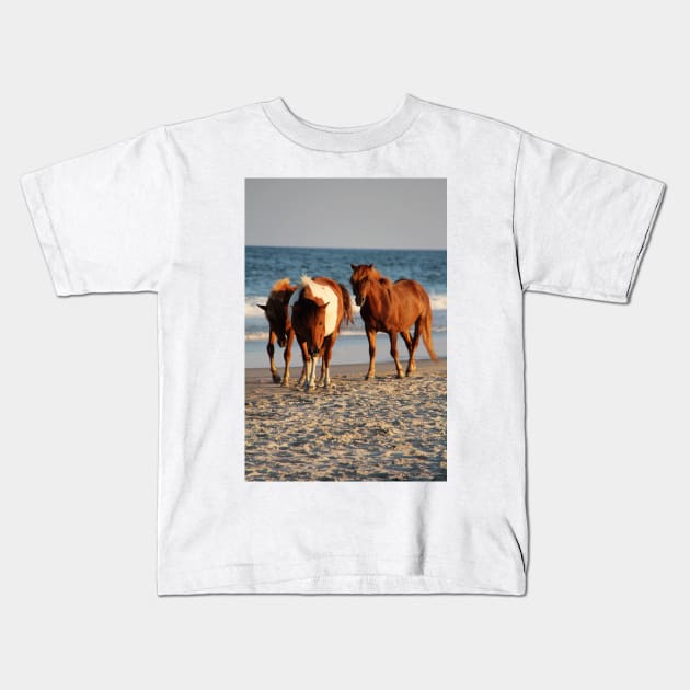 Assateague Beach Ponies Series - 02 Kids T-Shirt by searchlight